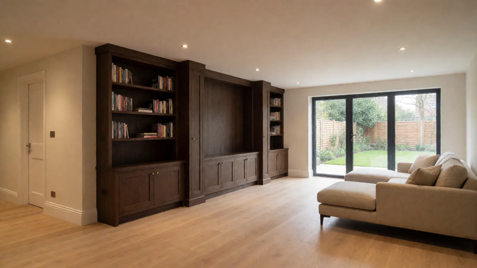 A finished lower level — Row house, Sunnyside, by Woodside Remodeling