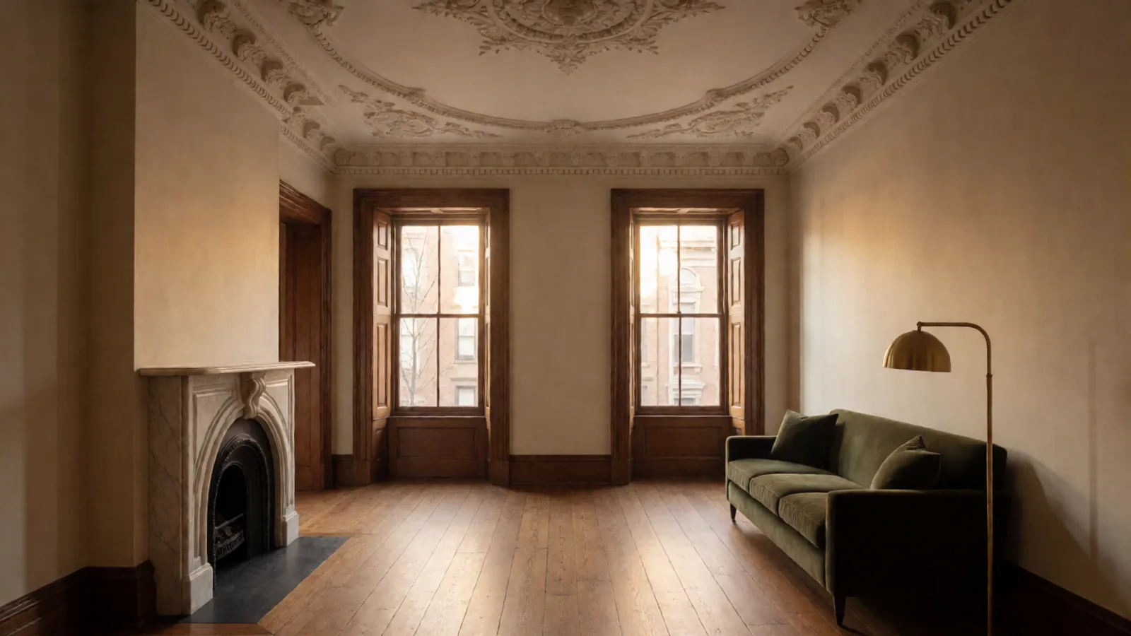 A restored parlour floor — Brownstone, Jackson Heights, by Woodside Remodeling